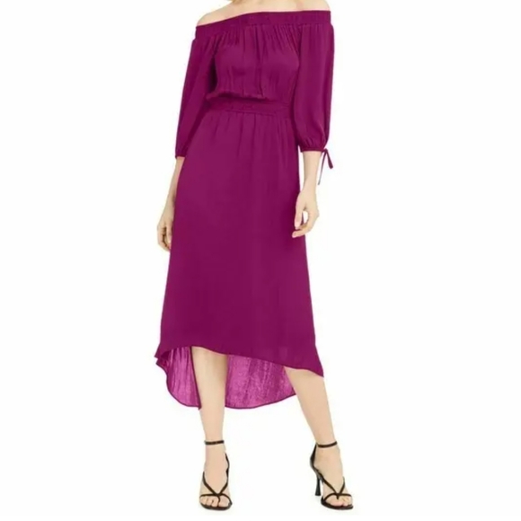 INC International Concepts Dresses & Skirts - INC International Concepts Off-Shoulder High-Low Dress in Magenta